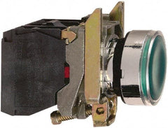 Square D - 0.87 Inch Mount Hole, Flush, Pushbutton Switch Only - Round, Green Pushbutton, Illuminated, Momentary (MO), Shock and Vibration Resistant - Americas Industrial Supply