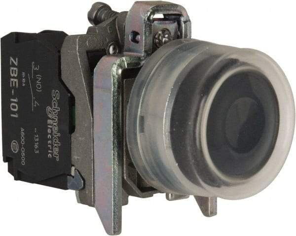 Square D - 0.87 Inch Mount Hole, Pushbutton Switch Only - Round, Black Pushbutton, Illuminated, Momentary (MO), Shock and Vibration Resistant - Americas Industrial Supply