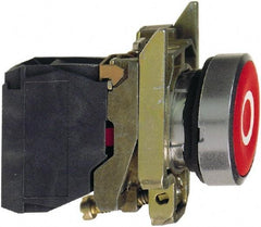 Square D - 0.87 Inch Mount Hole, Flush, Pushbutton Switch Only - Round, Red Pushbutton, Nonilluminated, Momentary (MO), Shock and Vibration Resistant - Americas Industrial Supply