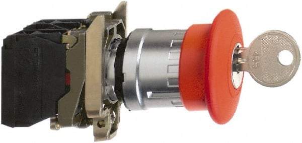 Square D - 0.87 Inch Mount Hole, Extended Mushroom Head, Pushbutton Switch Only - Round, Red Pushbutton, Nonilluminated, Maintained (MA), Momentary (MO), Shock and Vibration Resistant - Americas Industrial Supply