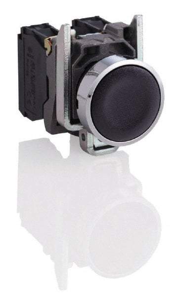 Square D - 0.87 Inch Mount Hole, Flush, Pushbutton Switch Only - Round, Black Pushbutton, Nonilluminated, Momentary (MO), Shock and Vibration Resistant - Americas Industrial Supply
