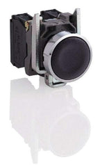Square D - 0.87 Inch Mount Hole, Flush, Pushbutton Switch Only - Round, Black Pushbutton, Nonilluminated, Momentary (MO), Shock and Vibration Resistant - Americas Industrial Supply