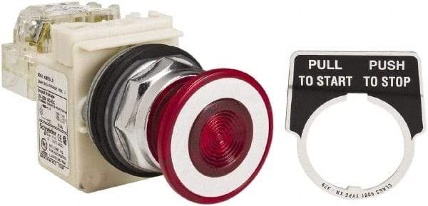 Square D - 30mm Mount Hole, Pushbutton Switch - Red Pushbutton, Maintained (MA) - Americas Industrial Supply