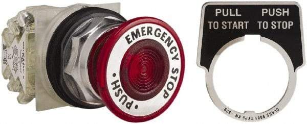 Square D - 30mm Mount Hole, Pushbutton Switch - Red Pushbutton, Maintained (MA) - Americas Industrial Supply