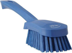 Vikan - 1.3" Bristle Length, Polyester Scrub Brush - 4-1/4" Long x 2-3/4" Wide Head, 10" OAL, Blue, Polypropylene Block - Americas Industrial Supply