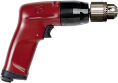 Chicago Pneumatic - 3/8" Keyed Chuck - Pistol Grip Handle, 6,000 RPM, 4.5 LPS, 7.45 CFM, 1 hp, 90 psi - Americas Industrial Supply