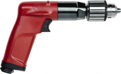 Chicago Pneumatic - 1/4" Keyed Chuck - Pistol Grip Handle, 4,500 RPM, 2.5 LPS, 5.3 CFM, 0.5 hp, 90 psi - Americas Industrial Supply