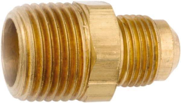 ANDERSON METALS - 1/2" Tube OD, 45° Lead Free Brass Flared Tube Male Connector - 3/8 NPT, Flare x MNPT Ends - Americas Industrial Supply