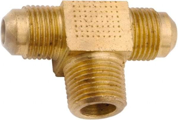 ANDERSON METALS - 1/2" Tube OD, 45° Lead Free Brass Flared Tube Male Branch Tee - 3/8 NPT, Flare x Flare x MIP Ends - Americas Industrial Supply