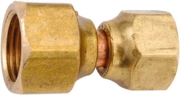 ANDERSON METALS - 3/8 x 1/4" Tube OD, 45° Lead Free Brass Flared Tube Swivel Connector Reducing - Flare x Flare Ends - Americas Industrial Supply