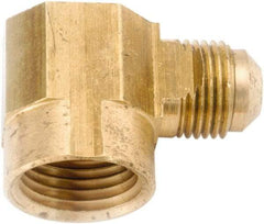 ANDERSON METALS - 3/8" Tube OD, 45° Lead Free Brass Flared Tube Female Elbow - 3/4 NPT, Flare x FNPT Ends - Americas Industrial Supply