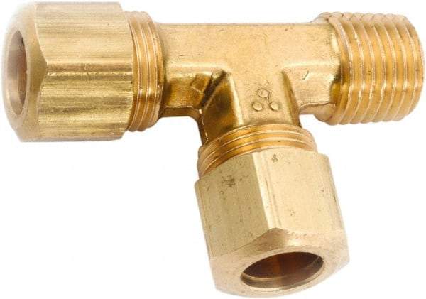 ANDERSON METALS - 3/8" OD, Lead Free Brass Male Run Tee - 200 Max Working psi, Comp x MNPT x Comp Ends - Americas Industrial Supply