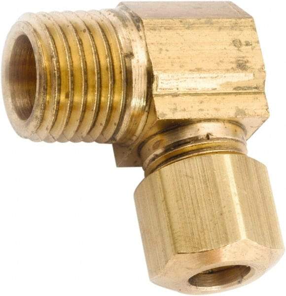 ANDERSON METALS - 1/2" OD, Lead Free Brass Male Elbow - 200 Max Working psi, Comp x MNPT Ends - Americas Industrial Supply