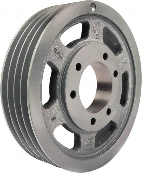 TB Wood's - 4 Groove, 7/8 to 3-1/2 Bore Diam, 12-1/2" Outside Diam, QD Bushed V Belt Sheave - 12.5 5V Diam Belt Pitch - Americas Industrial Supply
