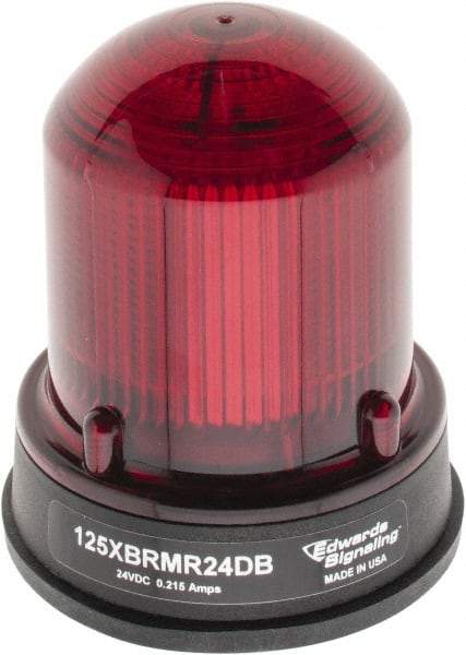Edwards Signaling - 24 VDC, 4X NEMA Rated, LED, Red, Flashing, Steady Light - 65 Flashes per min, 3/4 Inch Pipe, 3-1/4 Inch Diameter, 3-7/8 Inch High, Panel Mount, Pipe Mount - Americas Industrial Supply