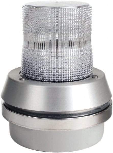 Edwards Signaling - 120 VAC, LED, Clear, Flashing Light - 65 Flashes per min, 1/2 Inch Pipe, 6 Inch Diameter, 7-3/8 Inch High, Box Mount, Pane, Pipe, Surface and Wall Mount - Americas Industrial Supply