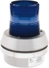 Edwards Signaling - 120 VAC, LED, Blue, Flashing Light - 65 Flashes per min, 1/2 Inch Pipe, 6 Inch Diameter, 7-3/8 Inch High, Box Mount, Pane, Pipe, Surface and Wall Mount - Americas Industrial Supply