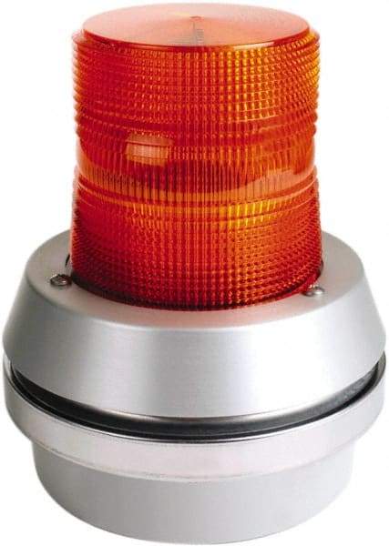 Edwards Signaling - 120 VAC, LED, Amber, Flashing Light - 65 Flashes per min, 1/2 Inch Pipe, 6 Inch Diameter, 7-3/8 Inch High, Box Mount, Pane, Pipe, Surface and Wall Mount - Americas Industrial Supply
