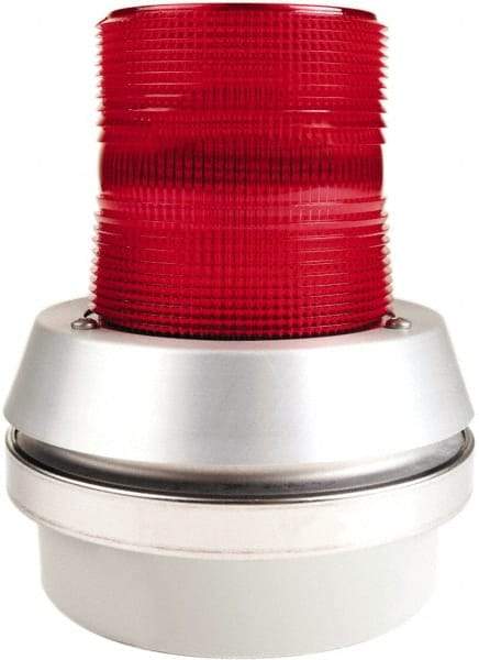 Edwards Signaling - 24 VDC, LED, Red, Flashing Light - 65 Flashes per min, 1/2 Inch Pipe, 6 Inch Diameter, 7-3/8 Inch High, Box Mount, Pane, Pipe, Surface and Wall Mount - Americas Industrial Supply