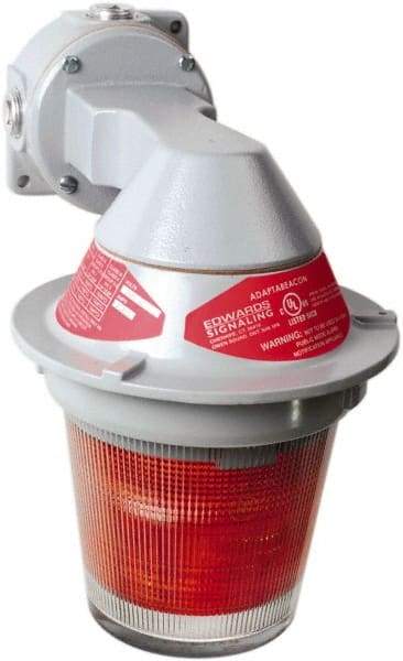 Edwards Signaling - 120 VAC, 4, 3R NEMA Rated, LED, Red, Flashing, Steady Light - 65 Flashes per min, 3/4 Inch Pipe, 7 Inch Diameter, 11-3/8 Inch High, Bracket Mount - Americas Industrial Supply