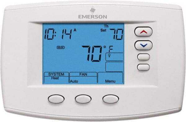 White-Rodgers - 45 to 99°F, 4 Heat, 2 Cool, Premium Residential Digital 7 Day Programmable Universal Multi-Stage or Heat Pump Thermostat - 0 to 30 Volts, Horizontal Mount, Electronic Contacts Switch - Americas Industrial Supply