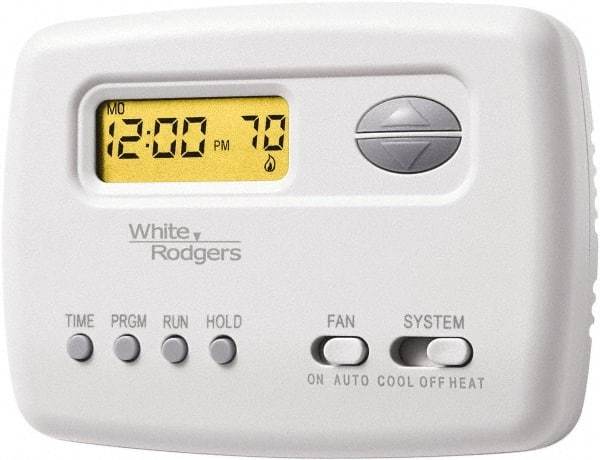 White-Rodgers - 45 to 90°F, 1 Heat, 1 Cool, Digital Programmable Thermostat - 20 to 30 Volts, Horizontal Mount, Manual Switch - Americas Industrial Supply