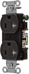 Hubbell Wiring Device-Kellems - 125 VAC, 20 Amp, 5-20R NEMA Configuration, Black, Specification Grade, Self Grounding Duplex Receptacle - 1 Phase, 2 Poles, 3 Wire, Flush Mount, Tamper Resistant - Americas Industrial Supply