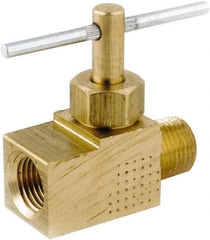 ANDERSON METALS - 1/8" Pipe, Inline Metal Seat Needle Valve - Brass Seal, MIP x FIP Ends, Lead Free Brass Valve, 150 Max psi - Americas Industrial Supply
