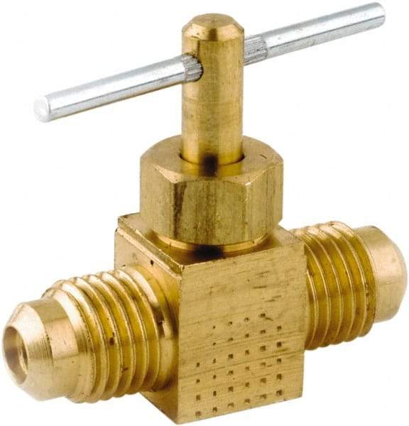 ANDERSON METALS - 3/8 x 3/8" Pipe, Inline Metal Seat Needle Valve - Brass Seal, FL x FL Ends, Lead Free Brass Valve, 150 Max psi - Americas Industrial Supply