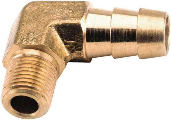 ANDERSON METALS - 3/8 NPT Thread Hose Barb x Male NPT 90° Elbow - 1/2" ID Hose, Lead Free Brass - Americas Industrial Supply