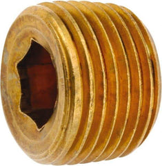 ANDERSON METALS - 1/2-14 Male Thread, Lead Free Brass Industrial Pipe Hollow Hex Plug - MNPT, 1,000 psi - Americas Industrial Supply