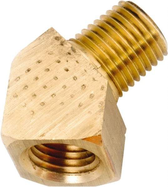 ANDERSON METALS - 1/2-14 Male Thread x 1/2-14 Female Thread, Lead Free Brass Industrial Pipe 45° Street Elbow - MNPT x FNPT, 1,000 psi - Americas Industrial Supply