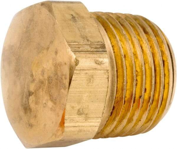 ANDERSON METALS - 1/2-14 Male Thread, Lead Free Brass Industrial Pipe Hex Head Plug - MNPT, 1,000 psi - Americas Industrial Supply