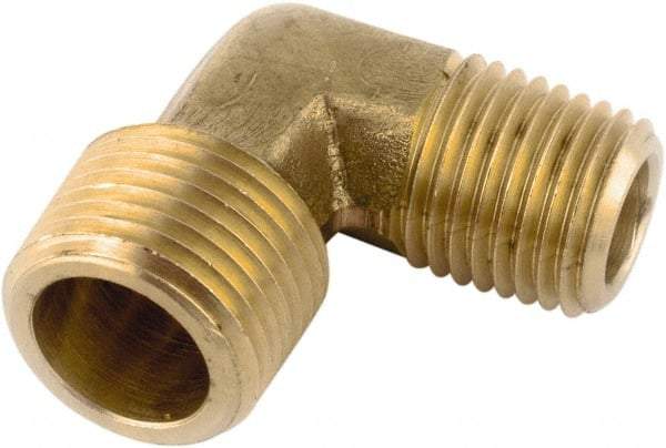 ANDERSON METALS - 1/4-18 x 1/8-27 Male Thread, Lead Free Brass Industrial Pipe 90° Male Elbow - MNPT, 1,000 psi - Americas Industrial Supply