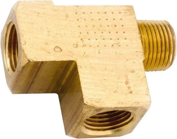 ANDERSON METALS - 1/4-18 Male Thread x 1/4-18 Female Thread, Lead Free Brass Industrial Pipe Street Tee - MNPT x FNPT, 1,000 psi - Americas Industrial Supply