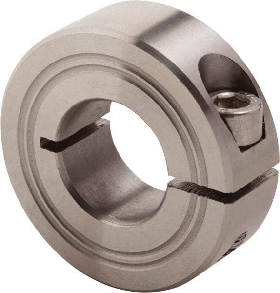 Climax Metal Products - 18mm Bore, Stainless Steel, One Piece Clamp Collar - 1-1/2" Outside Diam - Americas Industrial Supply