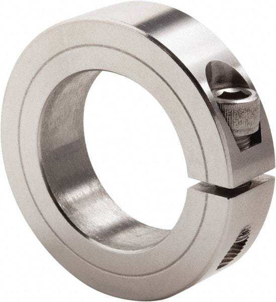 Climax Metal Products - 3-3/16" Bore, Stainless Steel, One Piece Clamp Collar - 4-1/2" Outside Diam, 7/8" Wide - Americas Industrial Supply