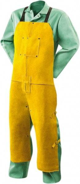 Steiner - 24 x 48" General Purpose Split Leg Apron - Leather, Yellow, 1 Pocket, Strap Closure - Americas Industrial Supply