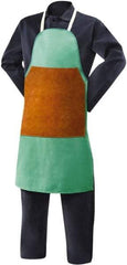 Steiner - 24 x 40" Flame Resistant/Retardant Bib Apron - Cotton & Leather, 12 oz Material, Green, Strap Closure - Americas Industrial Supply