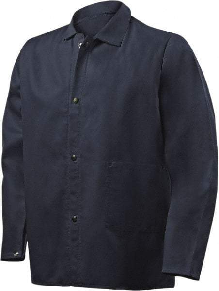 Steiner - Size L Flame Resistant/Retardant Jacket - Navy, Cotton, Snaps Closure - Americas Industrial Supply
