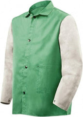 Steiner - Size 4XL Flame Resistant/Retardant Jacket - Green, Gray, Cotton & Leather, Snaps Closure - Americas Industrial Supply