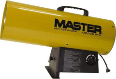 Master - 95,000 to 125,000 BTU Rating, Propane Forced Air Heater - 3,125 Sq Ft Max Heating Area, 100 Lb Capacity, Fuel with Propane - Americas Industrial Supply