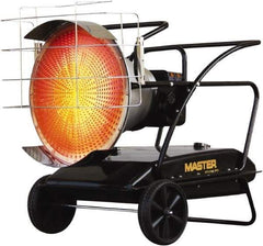 Master - 125,000 BTU, Kerosene/Diesel/Fuel Oil Fired Radiant Heater - 14 Gal Fuel Capacity, 28.4" Long x 28.7" Wide x 40.8" High - Americas Industrial Supply