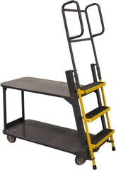 Ballymore - 63" 3 Step Ladder/Cart - Merchandise Ladder Cart, 1,000 Lb Capacity, 28" Platform Height, 21" Base Width x 51" Base Depth, Abrasive Mat Tread - Americas Industrial Supply