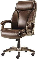 ALERA - 47" High Executive High Back Leather Chair - 27" Wide x 30-3/8" Deep, Leather Seat, Brown - Americas Industrial Supply