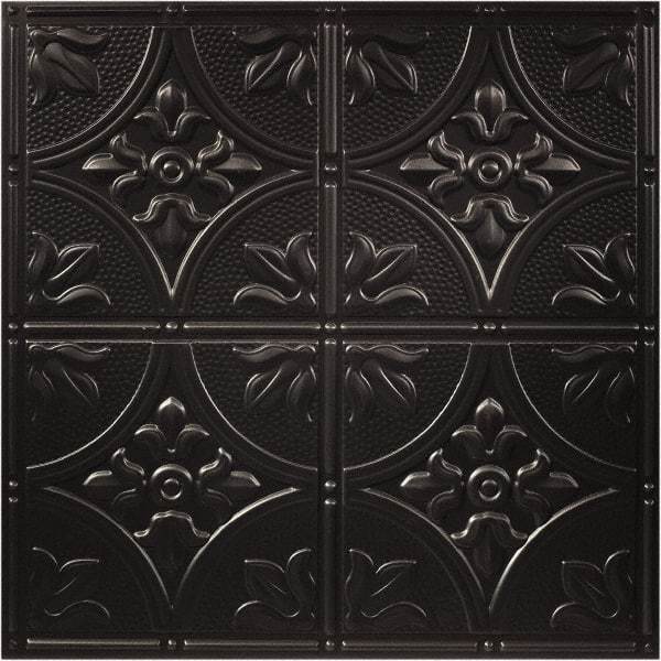Genesis - 23-3/4" Long x 23-3/4" Wide x 0.11" Thick, Vinyl Ceiling Tile - ASTM E-84 Specification, Black - Americas Industrial Supply