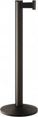 Lavi Industries - 40" High, 2-3/4" Pole Diam, Stanchion - 14" Base Diam, Dome Cast Iron Base, Polished Chrome (Color) Aluminum Post, 7' x 2" Tape, Single Line Tape - Americas Industrial Supply