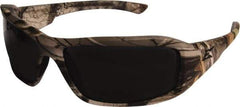 Edge Eyewear - Smoke Lenses, Framed Safety Glasses - Scratch Resistant, Forest Camo Nylon Frame, Size Universal, Wrap Around - Americas Industrial Supply