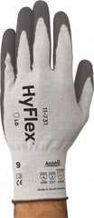 Ansell - Size L (9), ANSI Cut Lvl 2, Abrasion Lvl 4, Polyurethane Coated Polyurethane Cut Resistant Gloves - 9.88" Long, Palm Coated, Nylon & Spandex Lining, Knit Wrist, Gray, Paired - Americas Industrial Supply
