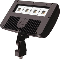 Lithonia Lighting - 1 Head, 120-277 Volt, 54 Watt, LED Floodlight Fixture - Knuckle Mount, 3-1/8" Long x 12-7/8" Wide x 7-3/4" High, Aluminum Housing - Americas Industrial Supply